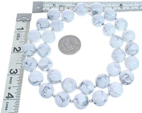 Sterling Silver Howlite Bead Necklace KX121119